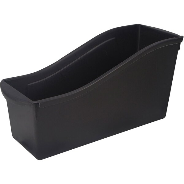 Book Storage Bin, Plastic, 5.3 In W, 7 In H, 14.3 In L, Black